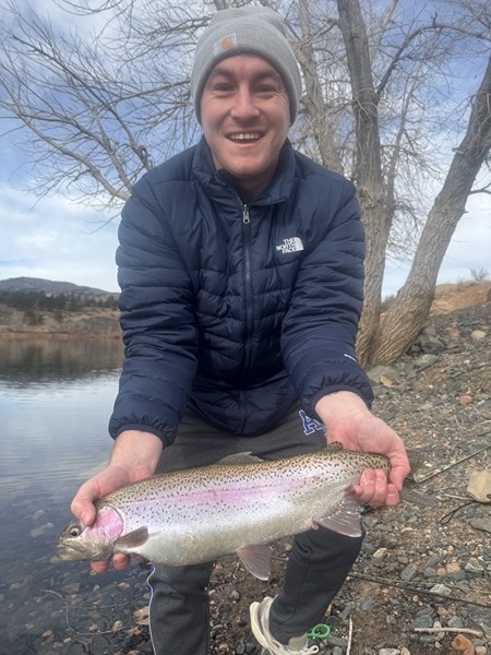 Rainbow trout fly fishing — 11 Mile Reservoir Colorado stillwater