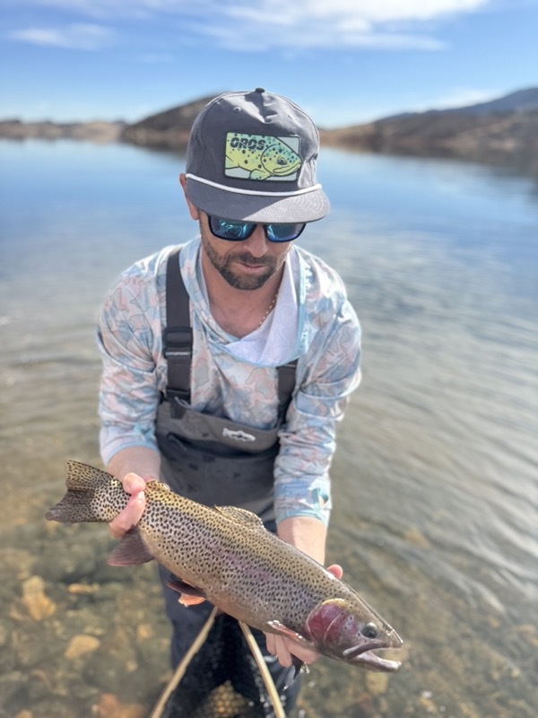 Stillwater rainbow trout — balanced leech Colorado fly fishing