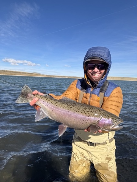 Rainbow trout fly fishing — 11 Mile Reservoir Colorado stillwater