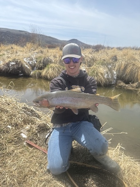 Stillwater rainbow trout — balanced leech Colorado fly fishing