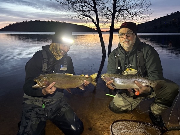 Brown trout caught on chironomid — Spinney Mountain Reservoir Colorado