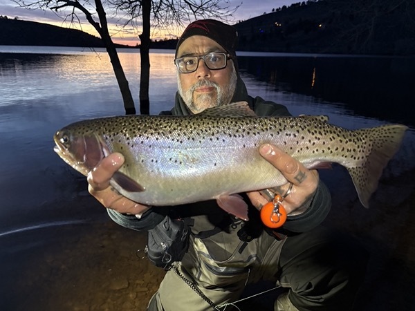 Rainbow trout fly fishing — 11 Mile Reservoir Colorado stillwater